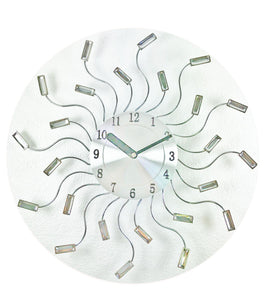 Orologio da Parete Design Moderno in Metallo Cristallo Trasparente effetto Specchio Alimentazione 1 Batteria AA