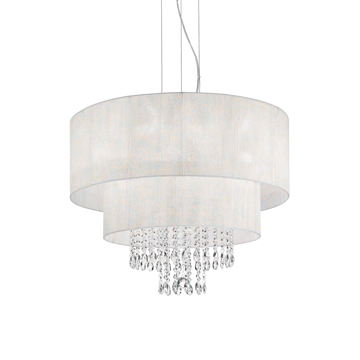 Beliani Lampadario In Pelliccia Sintetica Bianca – Paralume A Sfera Stile Shaggy, Moderno E Accogliente, Altezza 154 Cm