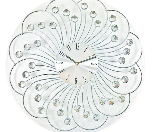 Orologio da Parete Design Moderno in Metallo con Cristallo in Vetro Effetto Specchio Alimentazione 1 Batteria AA
