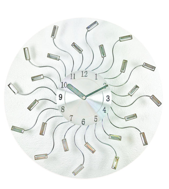 Orologio da Parete Design Moderno in Metallo Cristallo Trasparente effetto Specchio Alimentazione 1 Batteria AA