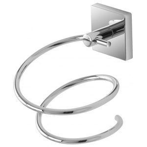Porta Asciugacapelli Cromo in Acciaio Fissaggio Adesivo 3M o Viti Linea Easy - Feridras