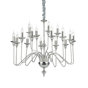 Montatura in nickel con finitura lucida. Alle estremità dei bracci, elementi decorativi in cristallo molato. Copricatena in velluto.