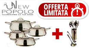 Batteria di Pentole 15 pezzi Acciaio Inox 18/10 Forma Bombata - Hascevher