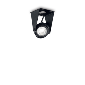 Montatura in alluminio verniciato a polveri. Orientabile in ogni direzione. Monta lampadine sostituibili GU10, � 111 mm. Installazione senza incasso.