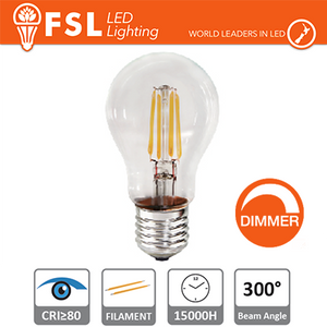lampada filamento goccia - 7w 2700k e27 800lm dimmerabile