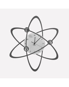 Orologio da Parete Moderno Atomo Metallo e Specchio Sabbiato 45 x 52 cm Made in Italy - Ceart