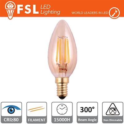 lampada oliva filamento ambra - 4w 2200k e14 330lm
