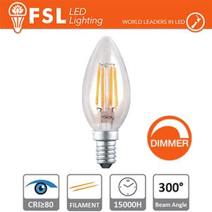 lampada filamento oliva - 4w 2700k e14 400lm dimmerabile