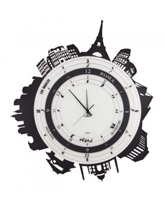 Orologio da Parete Moderno Città in Metallo e Specchio Sabbiato 58 x 67 cm Made in Italy - Ceart