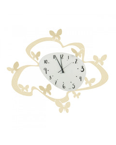 Orologio da Parete Moderno Farfalle in Metallo e Specchio Satinato 71 x 61 cm Made in Italy - Ceart