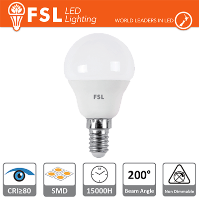 lampada sfera - 5,5w 4000k e14 470lm