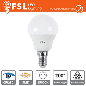 lampada sfera - 5,5w 6500k e14 480lm