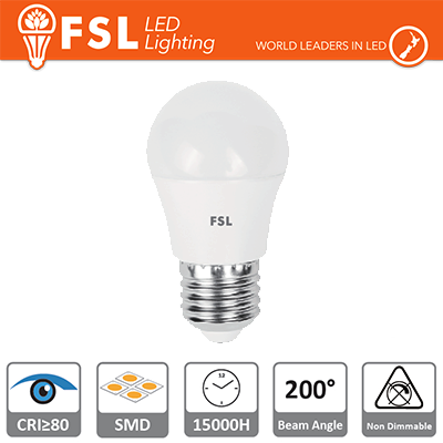 lampada sfera - 5,5w 3000k e27 460lm