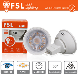mr16 lampadina led - 6w 6500k 520lm 38âº cri80   ac/dc 12v