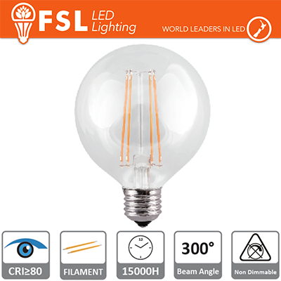 lampada filamento globo ã?9,5cm - 6w 2700k e27 600lm