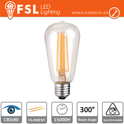 lampada filamento edison - 4w 2700k e27 450lm