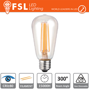 lampada filamento edison - 6w 2700k e27 800lm