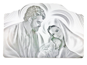 Quadro Capoletto in Legno Sacra Famiglia 50 x 100 cm Scala di Grigi - Lupia